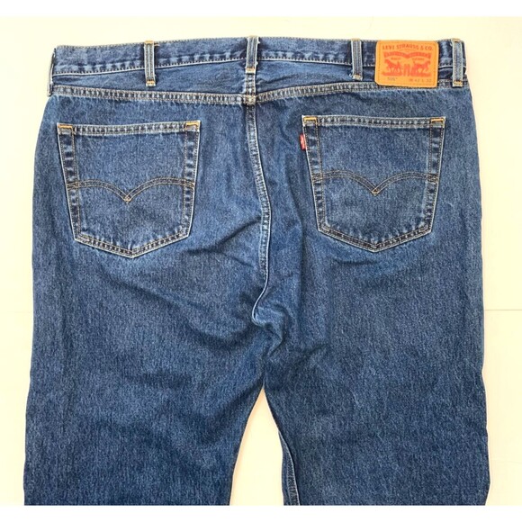 Levis 505 Jeans Mens 42x32 Regular Fit Straight Leg Y2K Dark Denim - Picture 2 of 10